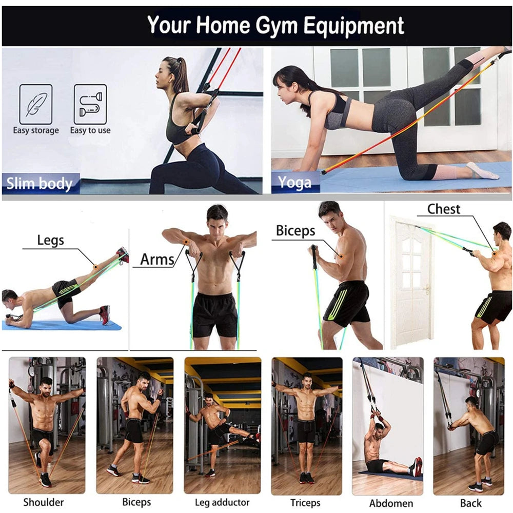 300LBS Fitness Resistance Bands Set for Home Gym