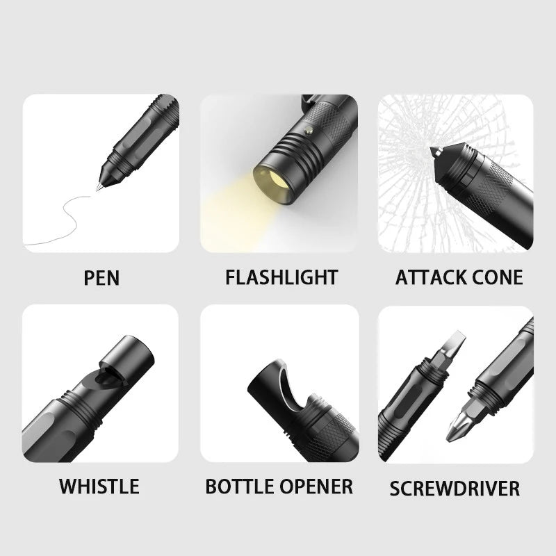 Multitool Self Defense Tactical Aluminum Pen Flashlight